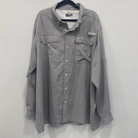Habit Mens 2XL Heathered Gray Fishing UPF 40+ Vented Outdoor Camping Hike Shirt - Picture 10 of 16